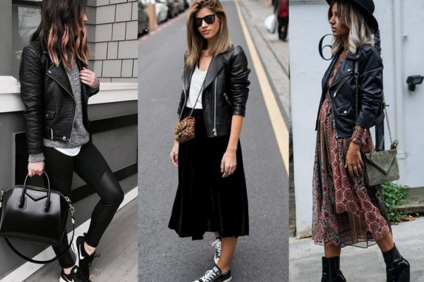 O Clássico com o Casual: Vestido Floral e Jaqueta Preta - inspiração 1