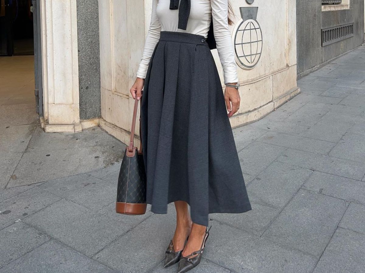 Adaptações da Saia Evasê para Diferentes Ocasiões Casuais - inspiração 1