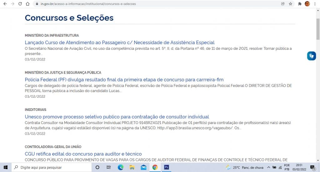Controle de Publicações de Órgãos e Entidades: Acompanhamento das Ações Governamentais - inspiração 1