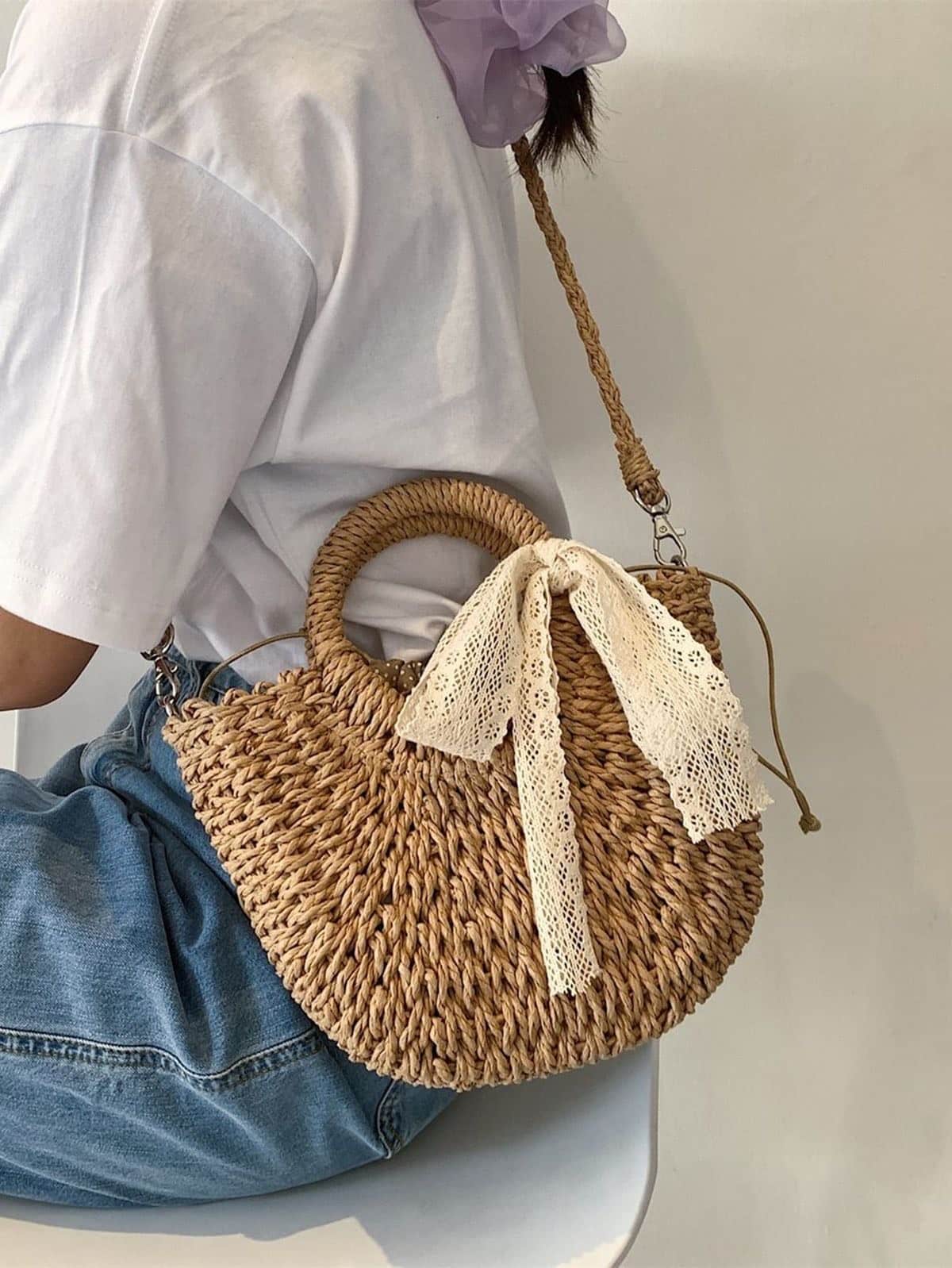 Bolsas de Palha em Tecidos Combinados: Inovação e Estilo - inspiração 1