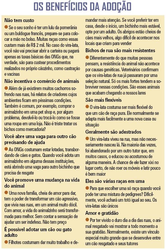 5 ideias de títulos:
1. Adote um Amigo: Os Inúmeros Benefícios de Ter um Pet em Casa
2. Adoção de Animais: Um Ato de Amor com Retorno Garantido para Sua Saúde
3. Mais que Companhia: Como um Pet Transforma sua Vida e Família
4. Adoção vs. Compra: Por Que Escolher Salvar uma Vida é a Melhor Opção
5. O Poder Terapêutico dos Animais: Benefícios para a Mente e o Corpo