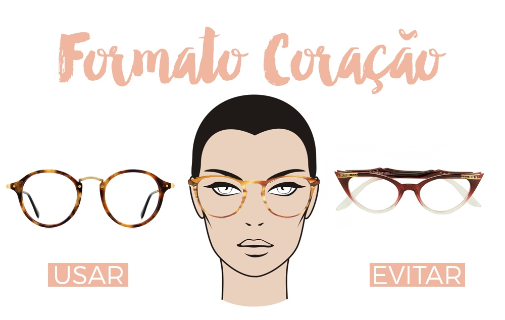como escolher óculos para rosto coração