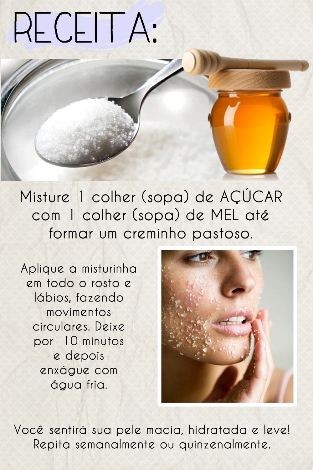 como fazer esfoliação facial com açúcar e mel