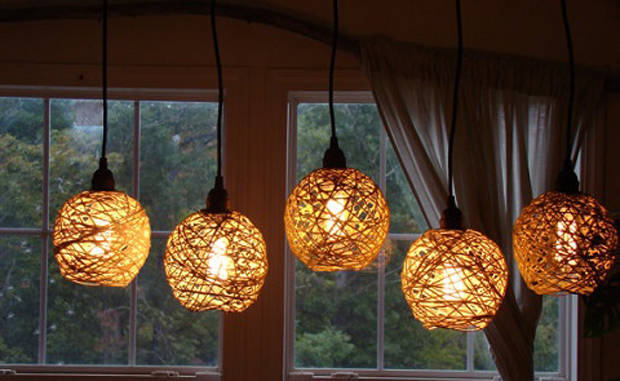 como fazer luminária de barbante passo a passo