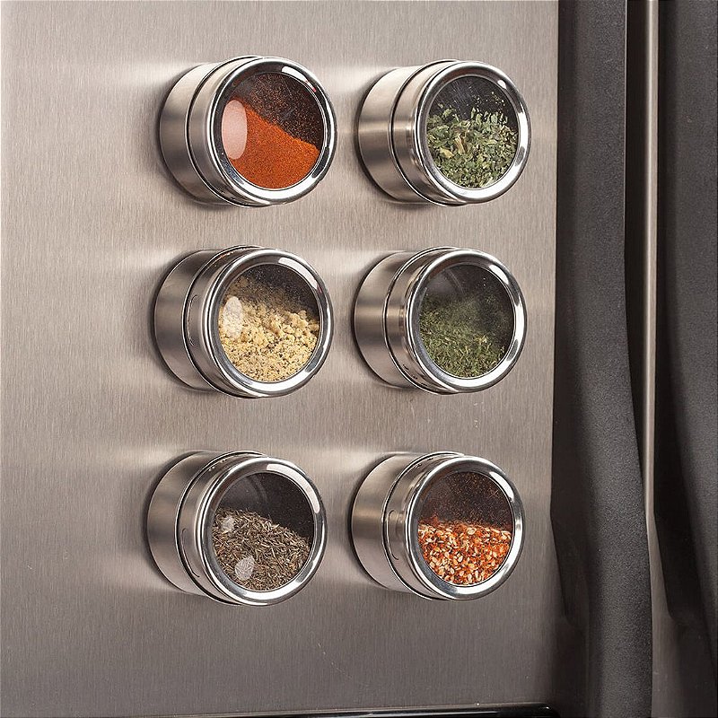 5 tipos de potes ideais para porta-temperos magnéticos