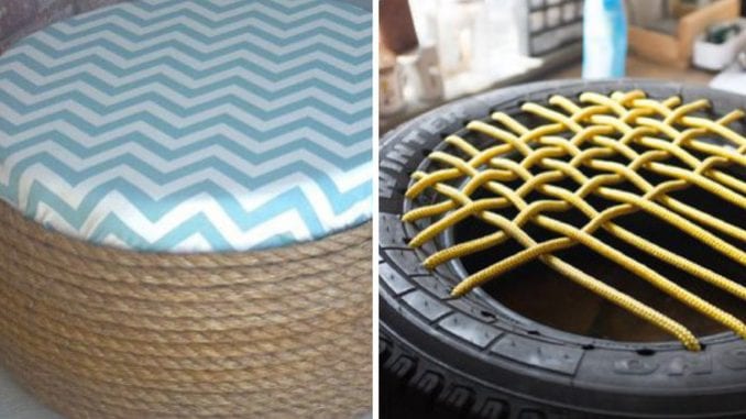 como fazer puff de pneu com corda de sisal