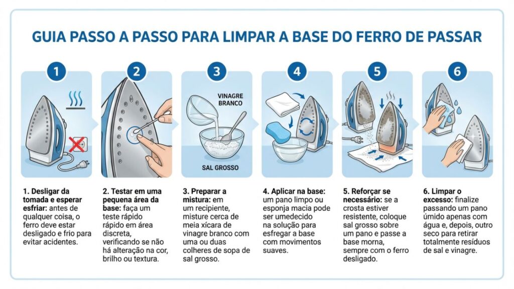 como limpar ferro de passar com sal e vinagre
