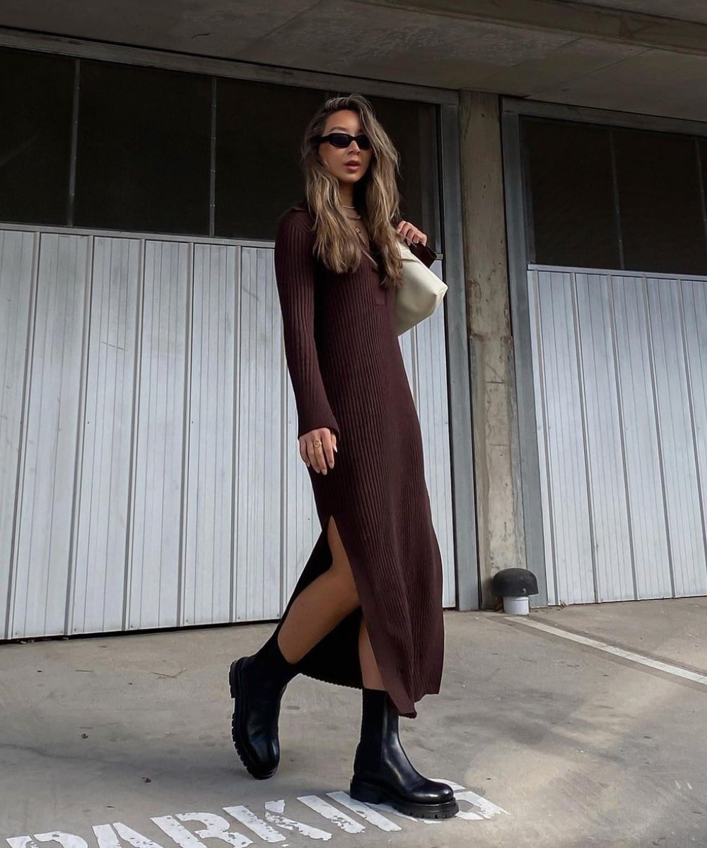 como usar bota chelsea com vestido