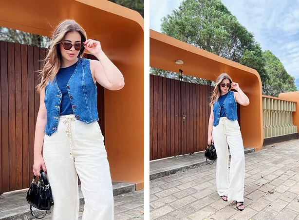 como usar colete jeans feminino