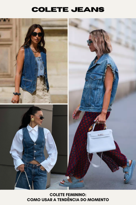 como usar colete jeans feminino
