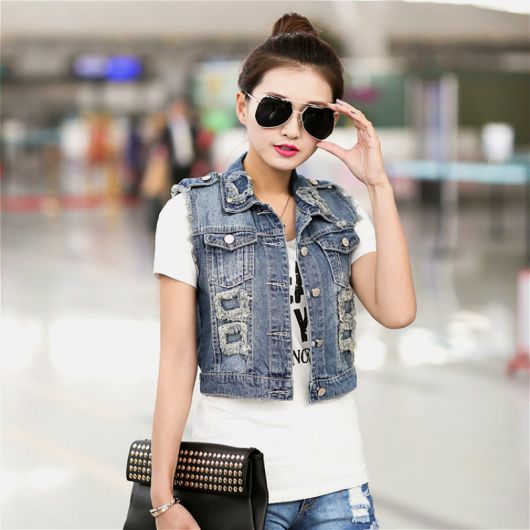 como usar colete jeans feminino