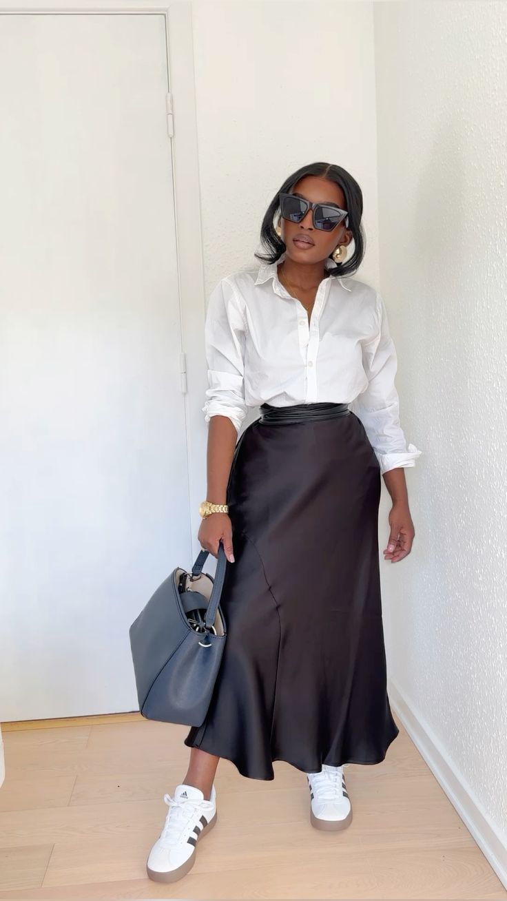 como usar saia de cetim no dia a dia