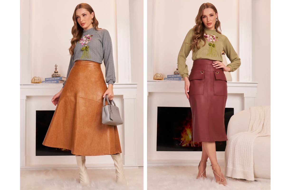 como usar saia de couro no trabalho