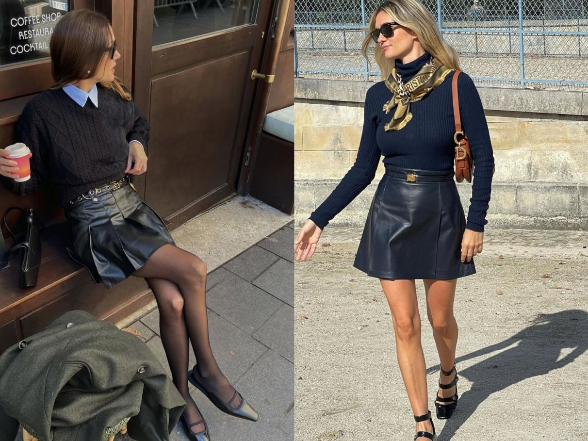 como usar saia de couro no trabalho