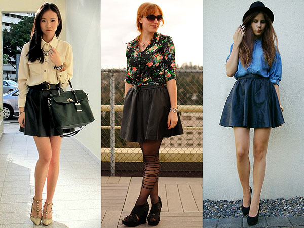 como usar saia de couro no trabalho