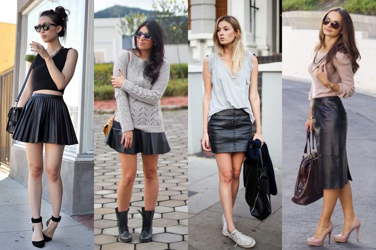 como usar saia de couro no trabalho