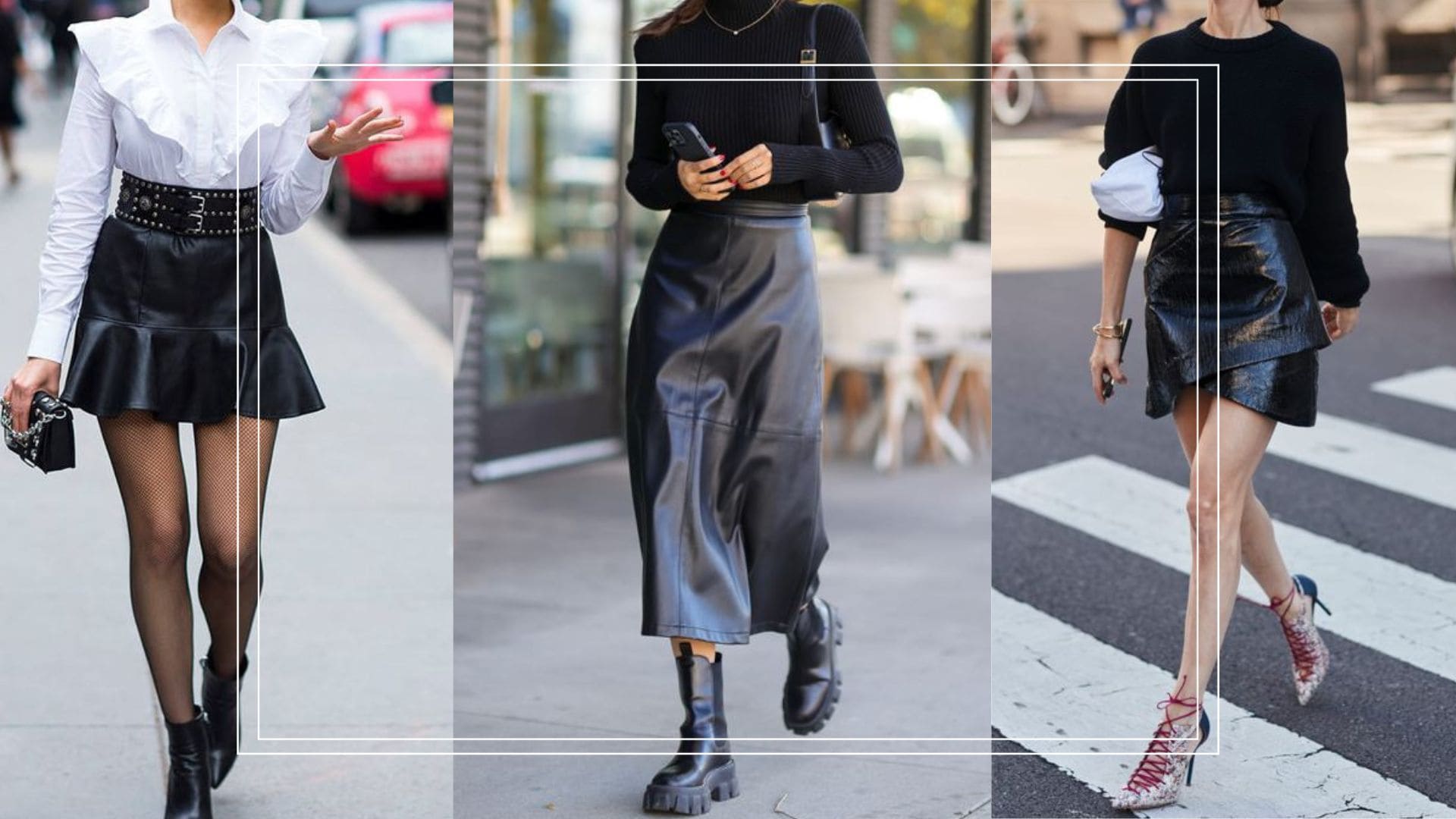 como usar saia de couro no trabalho