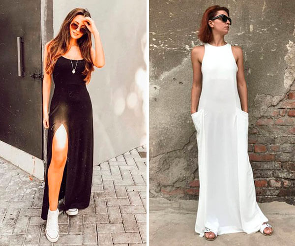 Como combinar vestido longo com jaqueta jeans