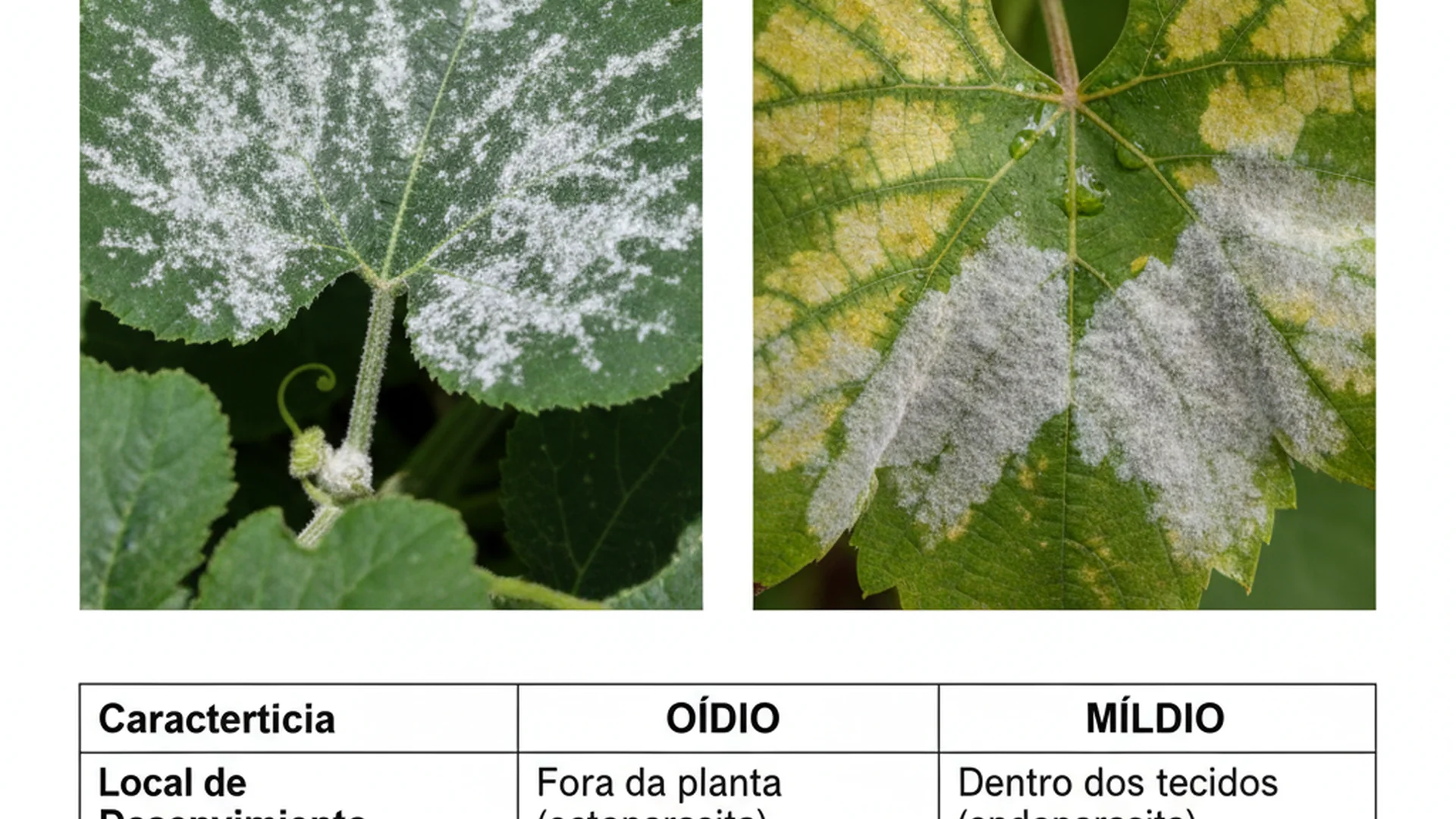 controle de oídio e míldio nas plantas