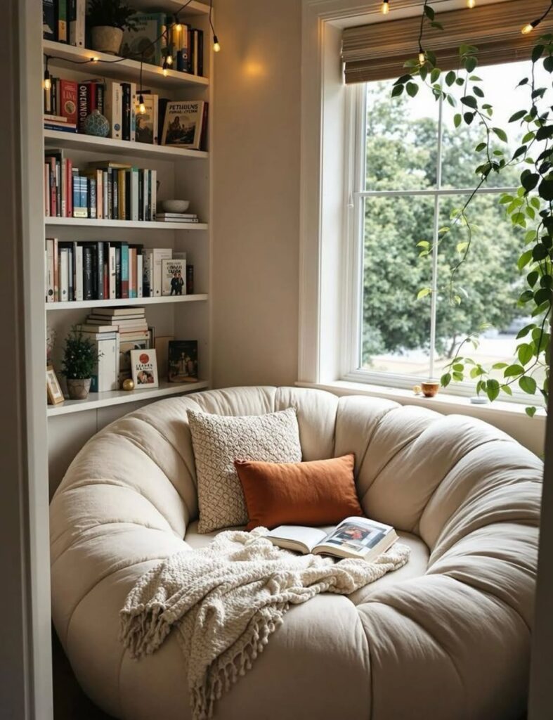 criar cantinho leitura aconchegante