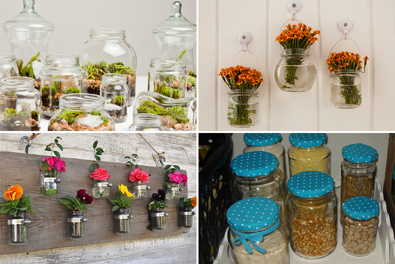 decoração potes vidro reutilizados