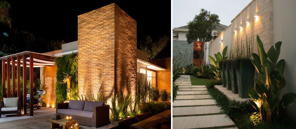 Como a luz quente valoriza a arquitetura do jardim