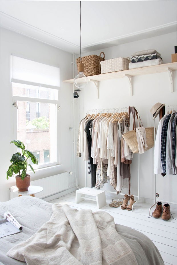 dicas para decorar quarto com closet aberto