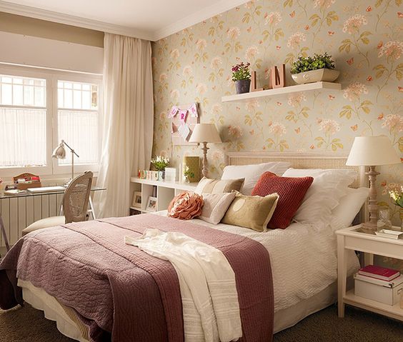 dicas para decorar quarto com papel de parede floral