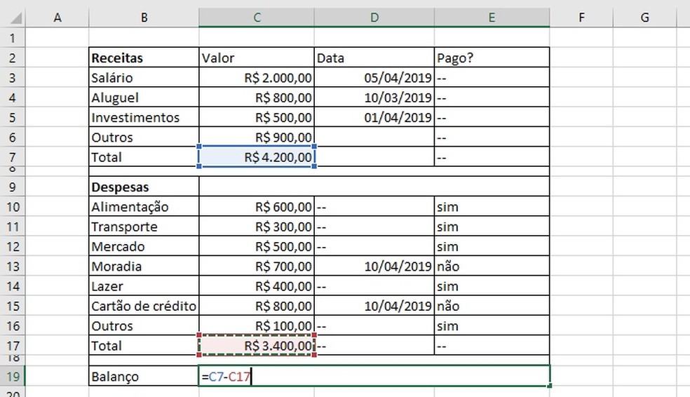 dicas para organizar as contas do mês no excel