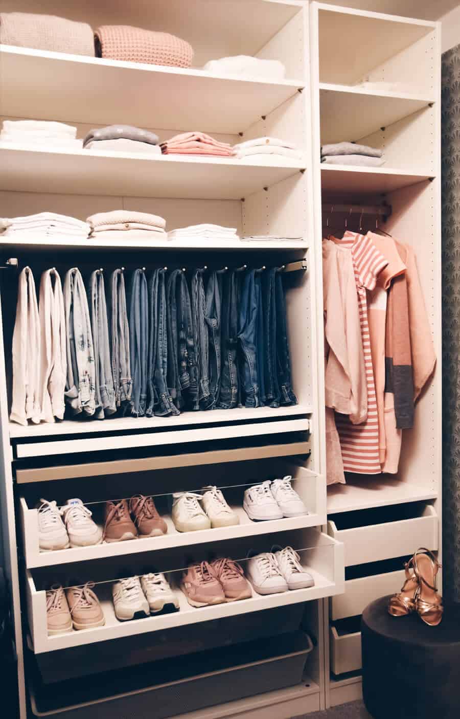 dicas para organizar sapatos no closet pequeno