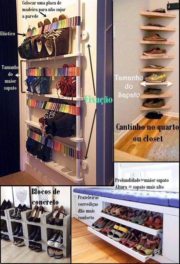 dicas para organizar sapatos no closet pequeno