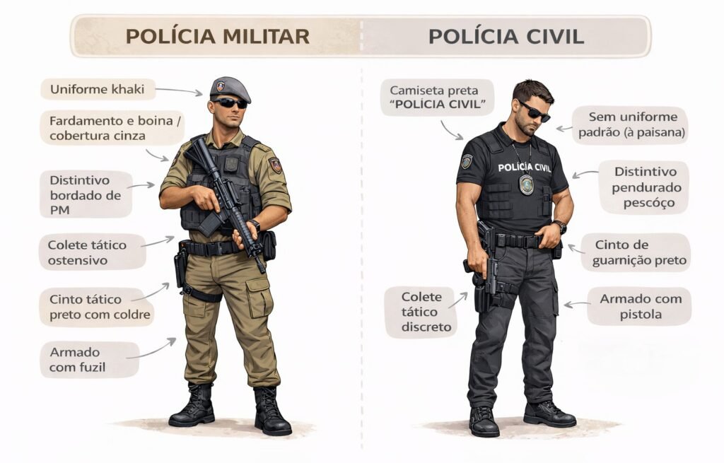 diferença entre polícia civil e polícia militar