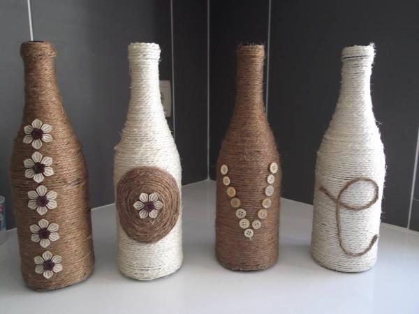 ideias de decoração com garrafas de vidro