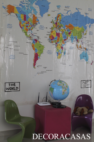 ideias de decoração com mapas mundi