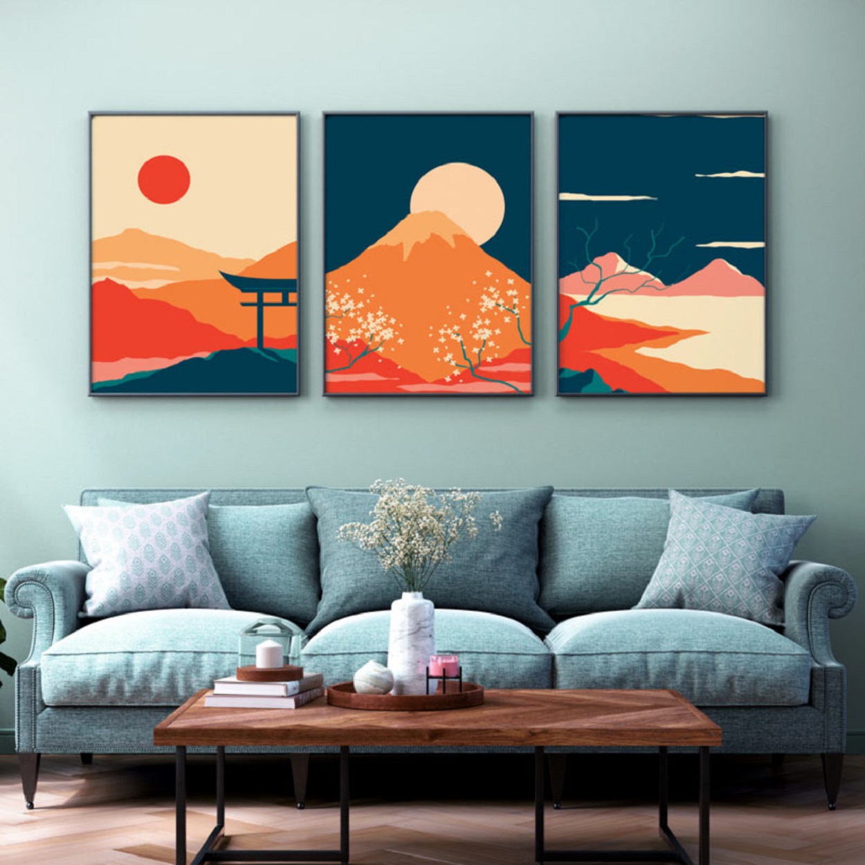 ideias de decoração com quadros coloridos