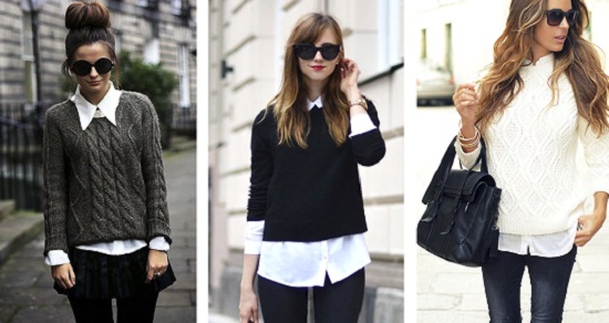 ideias de looks com suéter e camisa