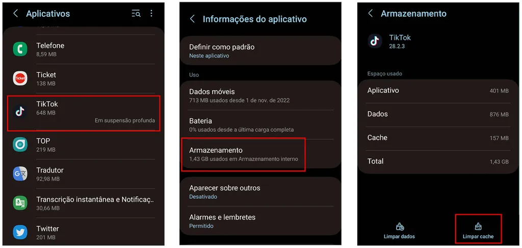 limpar cache aplicativos android