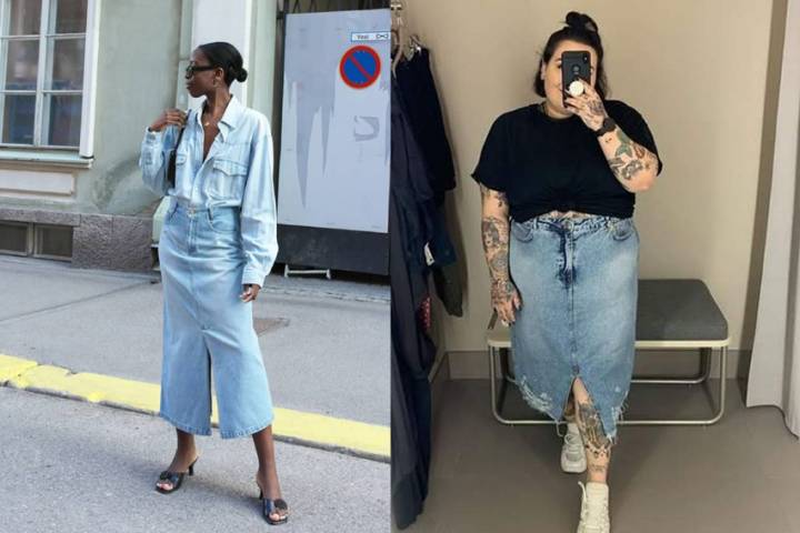 10 maneiras de usar saia jeans longa no inverno