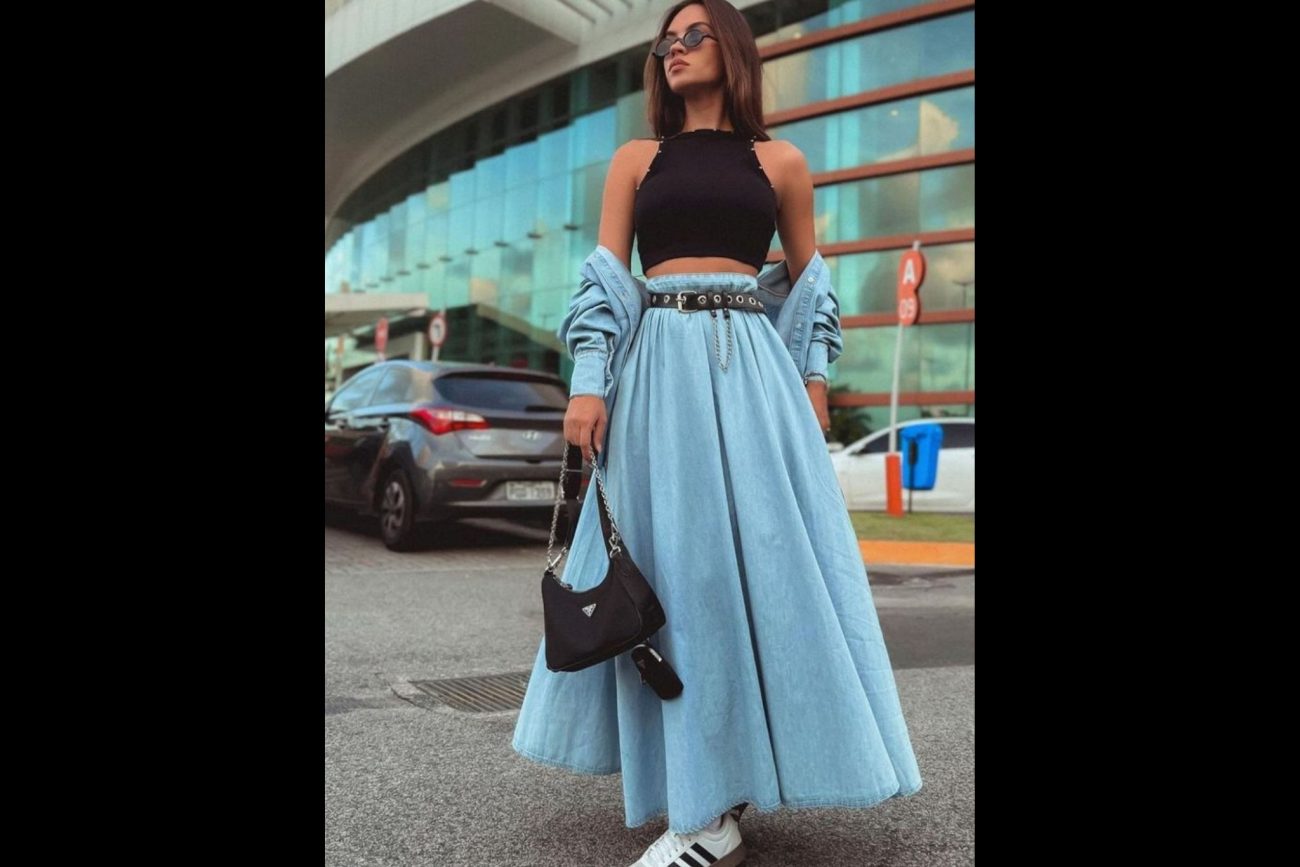 10 maneiras de usar saia jeans longa no inverno