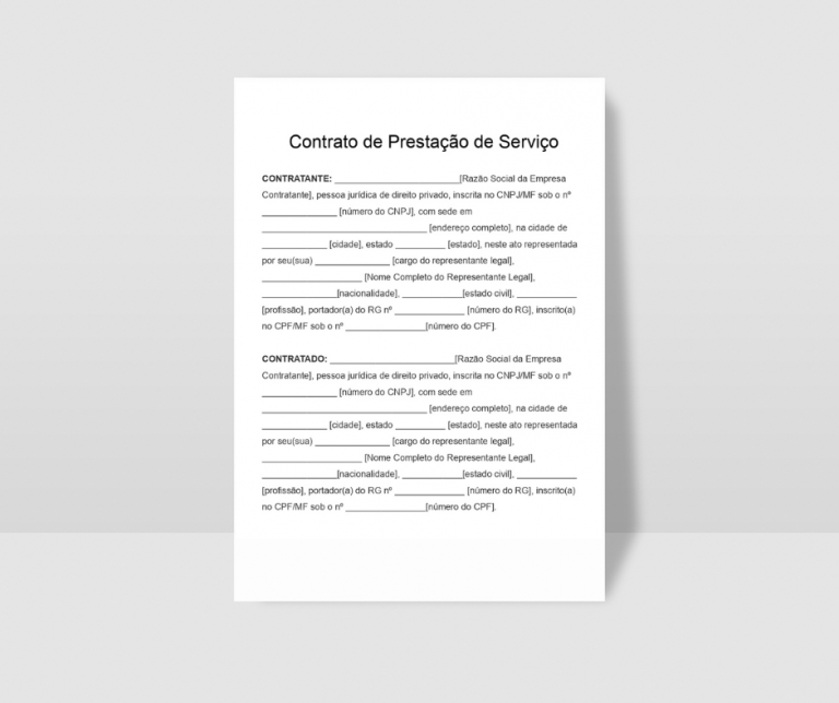 Modelo de contrato de prestação de serviço