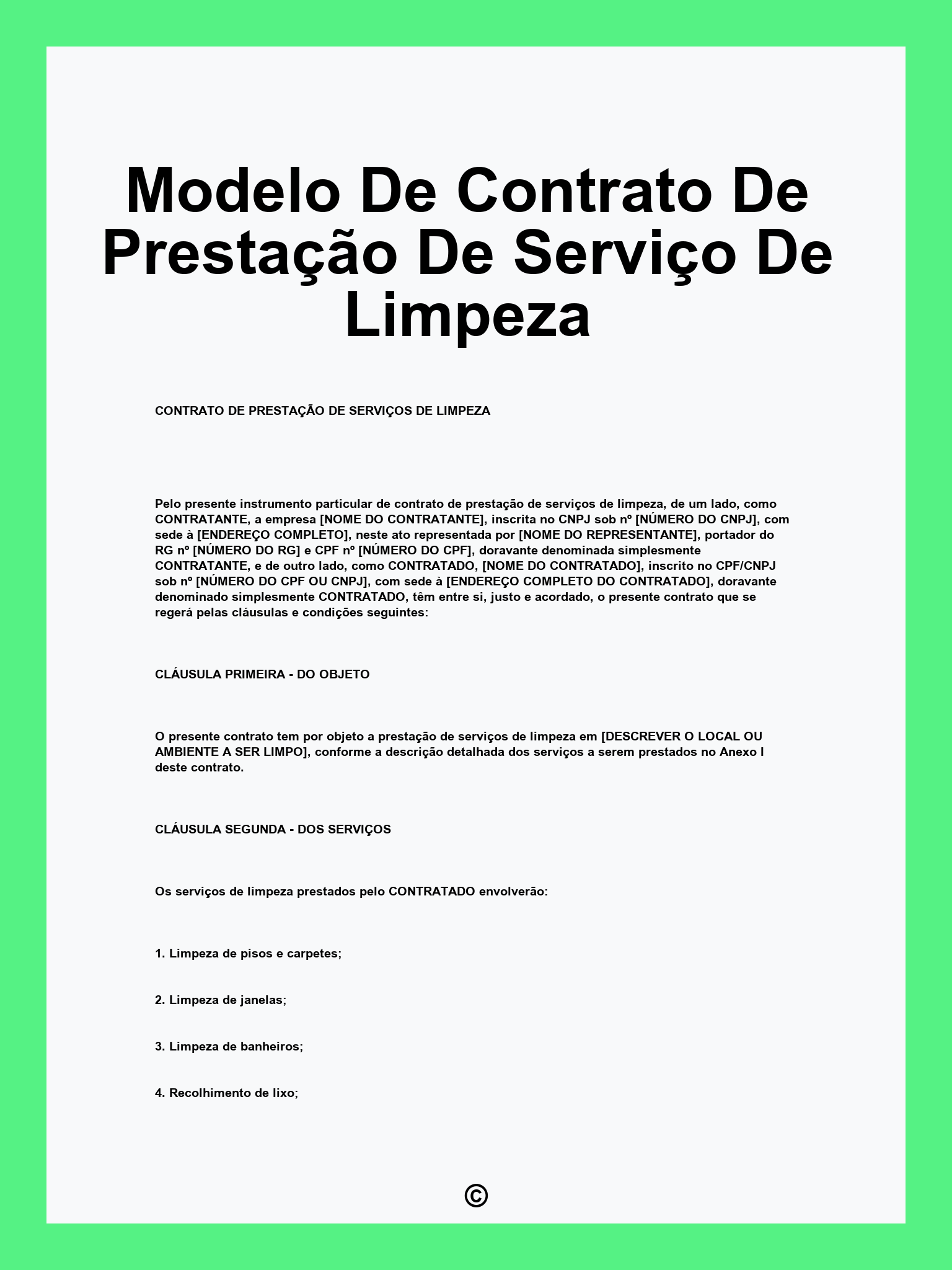 Como detalhar o objeto de um contrato de prestação de serviços