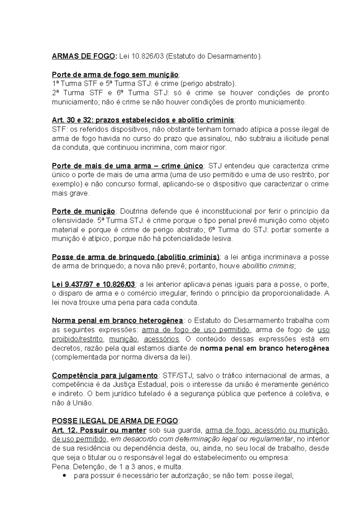 Crimes Previstos no Estatuto do Desarmamento e Suas Penalidades