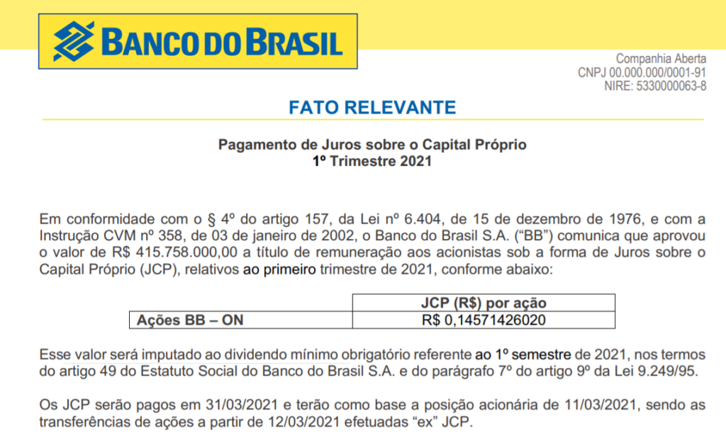 o que são as jcp juros sobre capital próprio