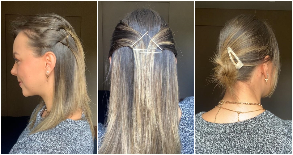 penteados com grampos aparentes