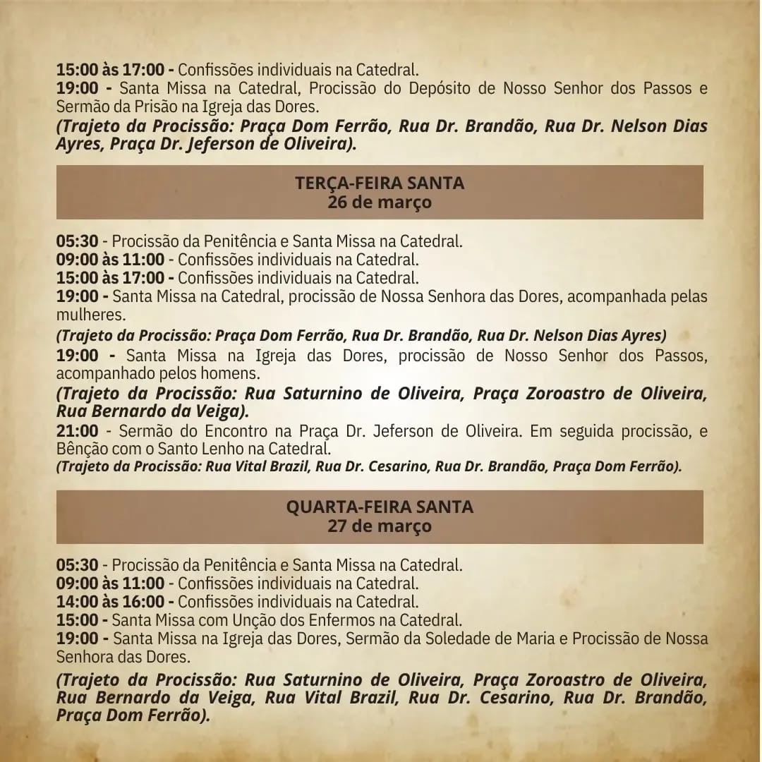 semana santa em brasília programação